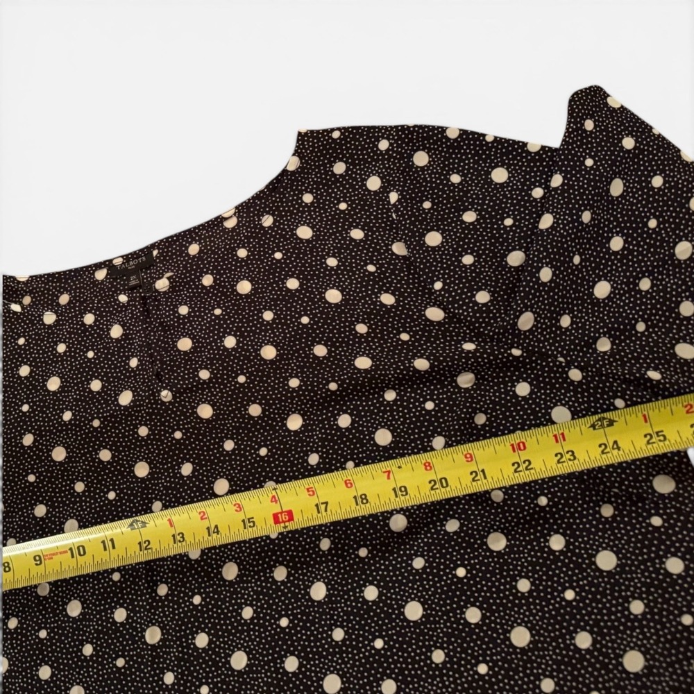 Talbots Womens 2X Black Polka Dot 3/4 Tie Sleeve Keyhole Neck Blouse Classic - Picture 10 of 12
